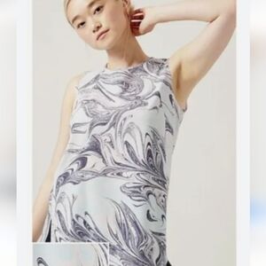 Athleta Sleeveless Marble-Print Tank Top - Light Blue/White XS